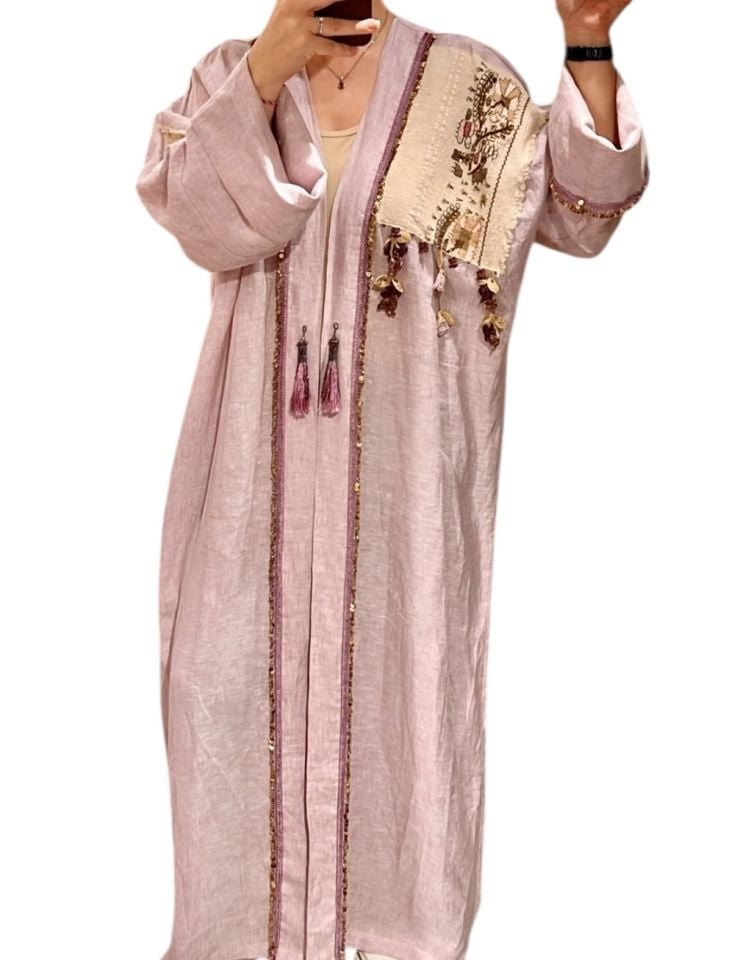 Dark Pink Antique Piece Special Design Abaya