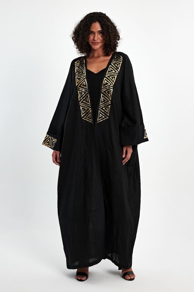 Black Wire Wrap Special Design Abaya