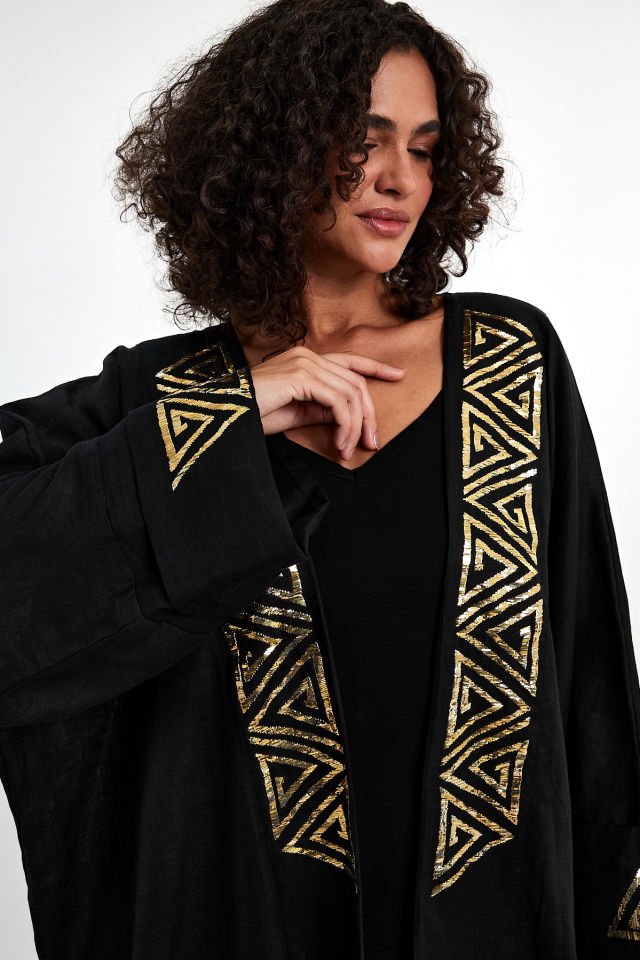 Siyah Tel Sarma Özel Tasarım Abaya