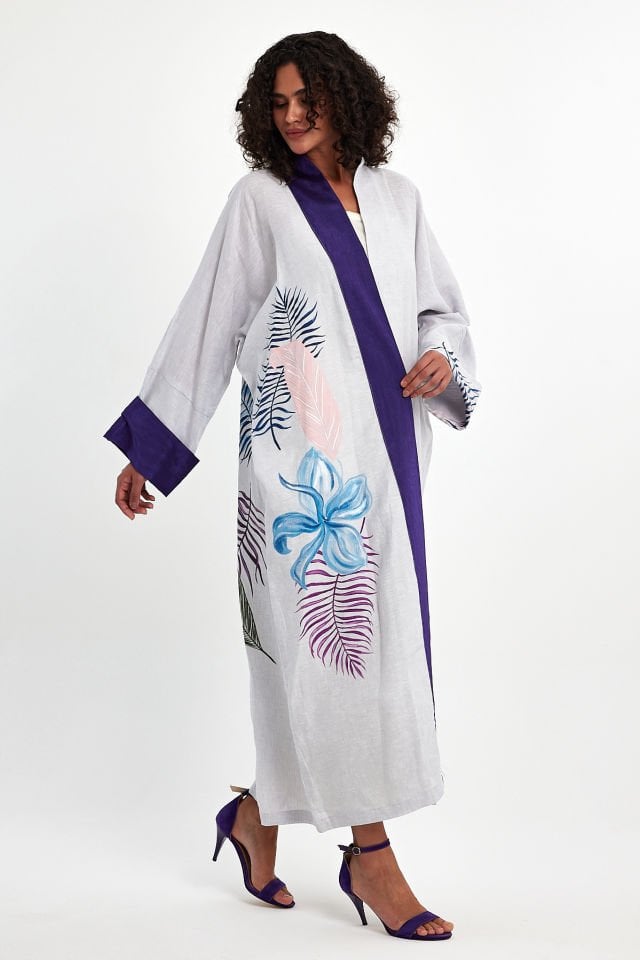 Hand Painted Linen Special Design Abaya
