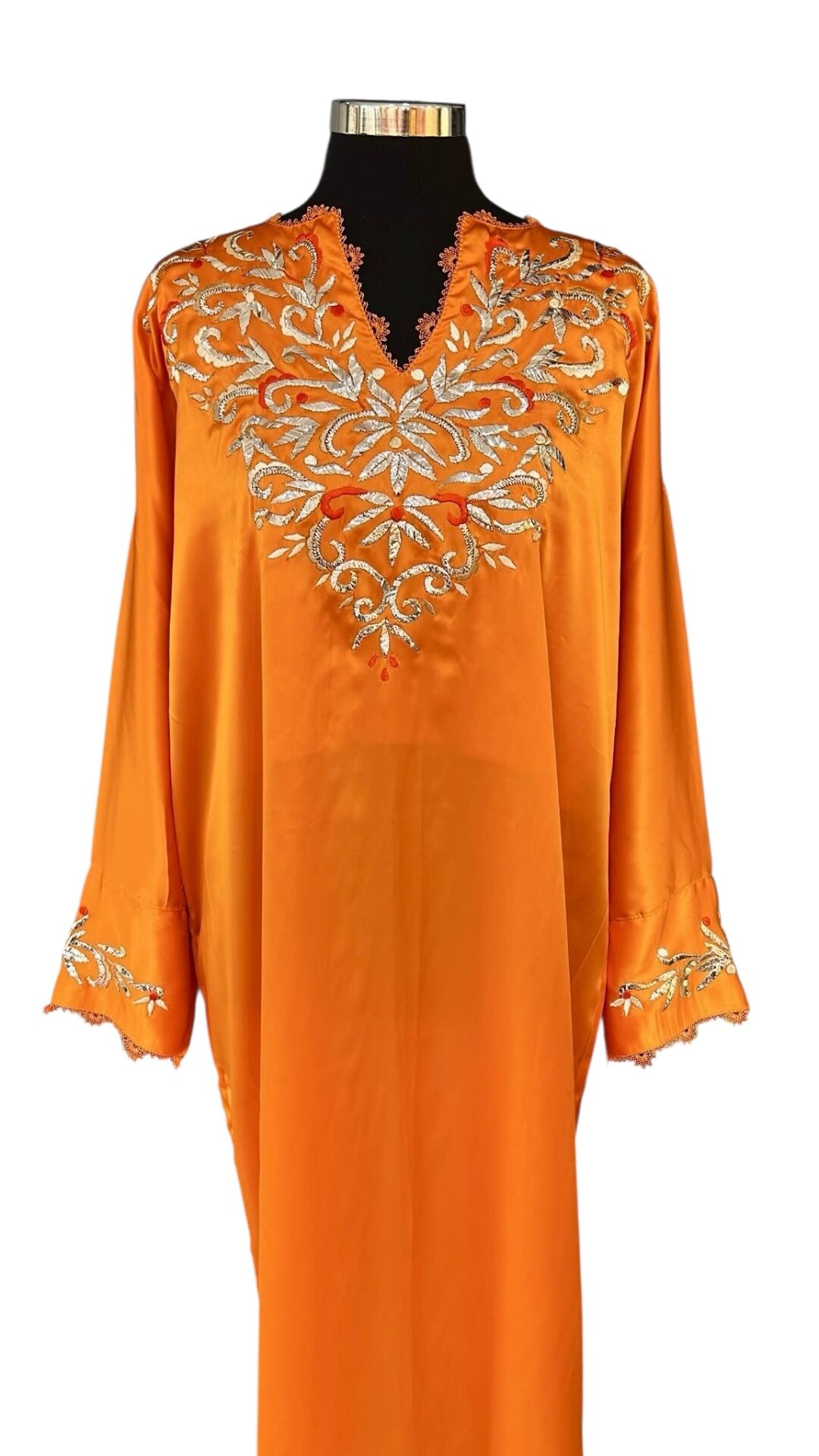 Dark Beige Silk Fabric Wire and Silk Embroidery Dress