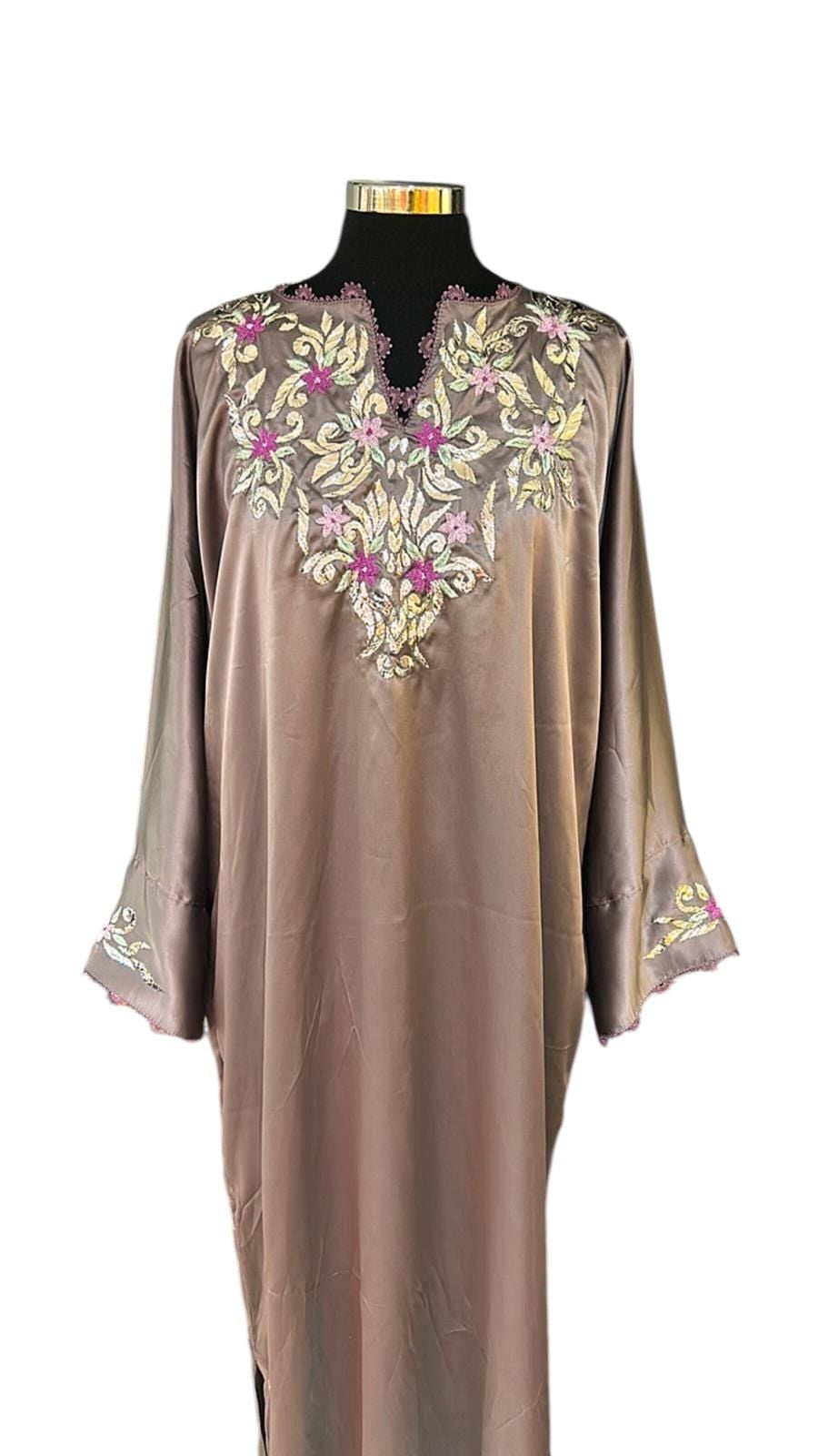 Purple Silk Fabric Wire and Silk Embroidery Dress