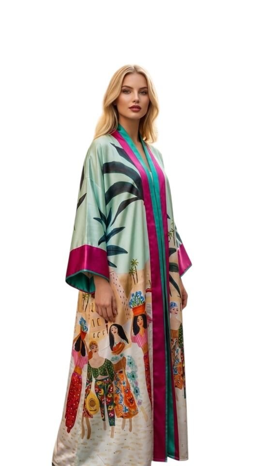 Ipek Saten Özel Tasarım Kimono
