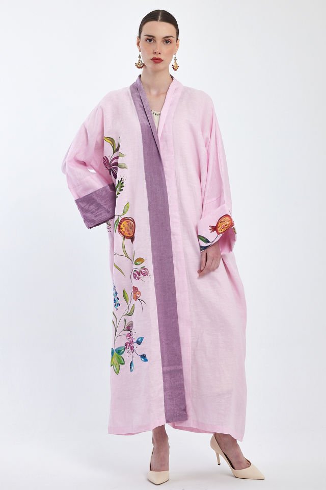 عباية كتان مرسومة باليد