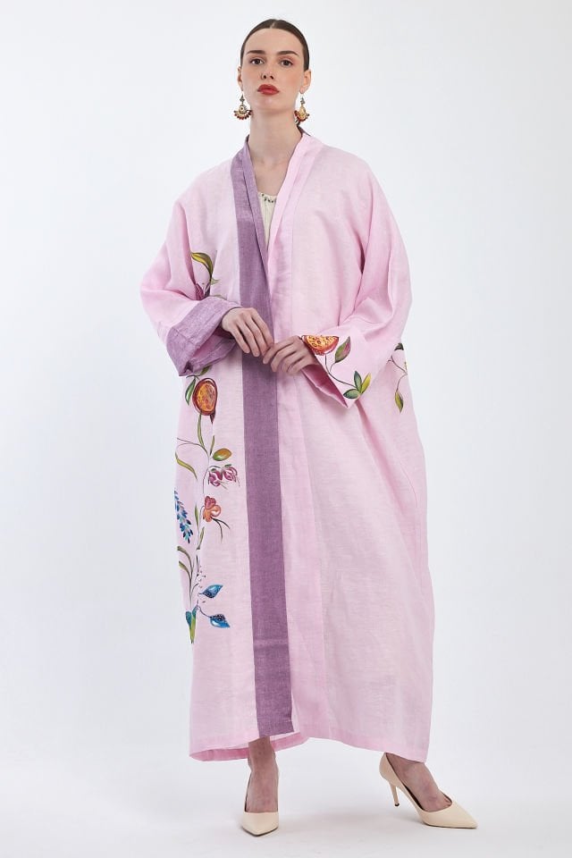 عباية كتان مرسومة باليد