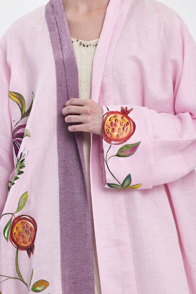 عباية كتان مرسومة باليد