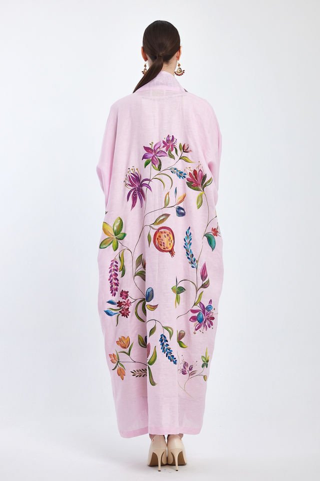 عباية كتان مرسومة باليد