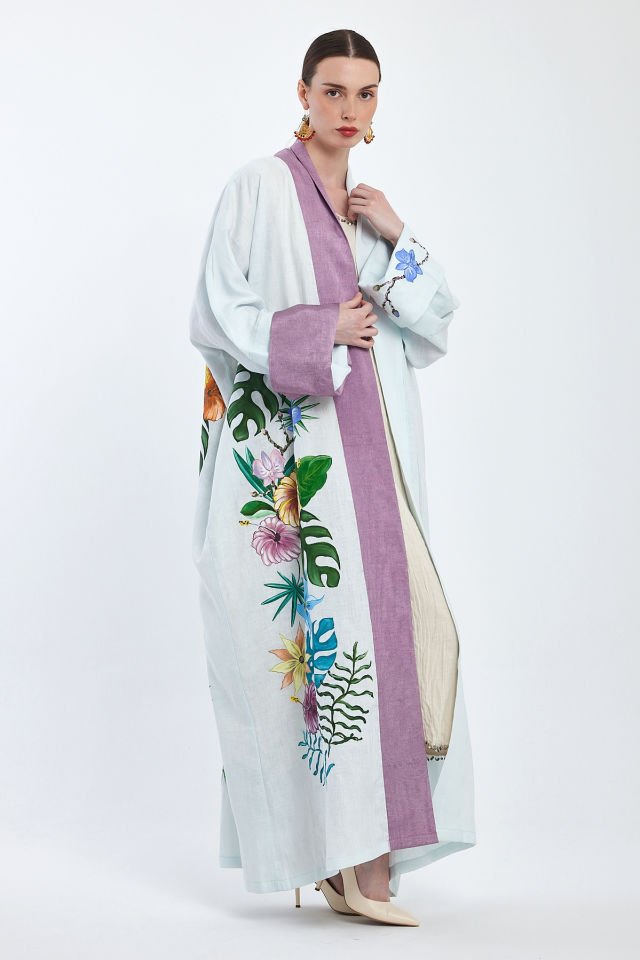 Hand Painting Linen Special Design Abaya