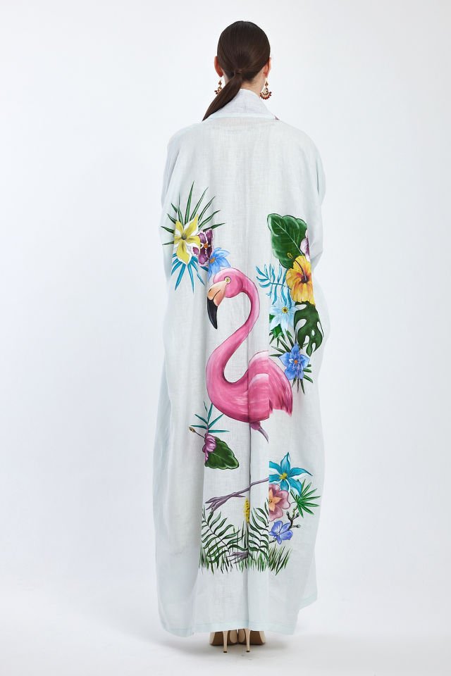 Hand Painting Linen Special Design Abaya