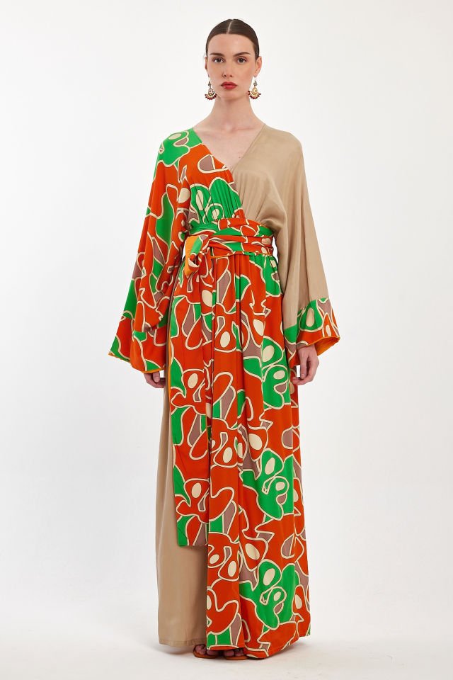 Patterned Double - Breasted Dress