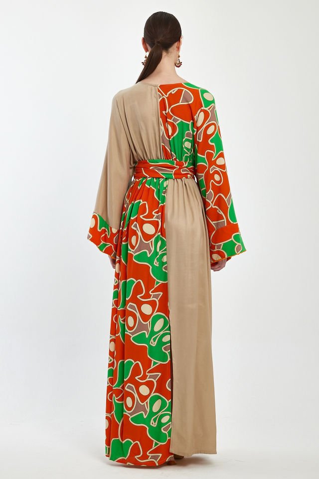 Patterned Double - Breasted Dress