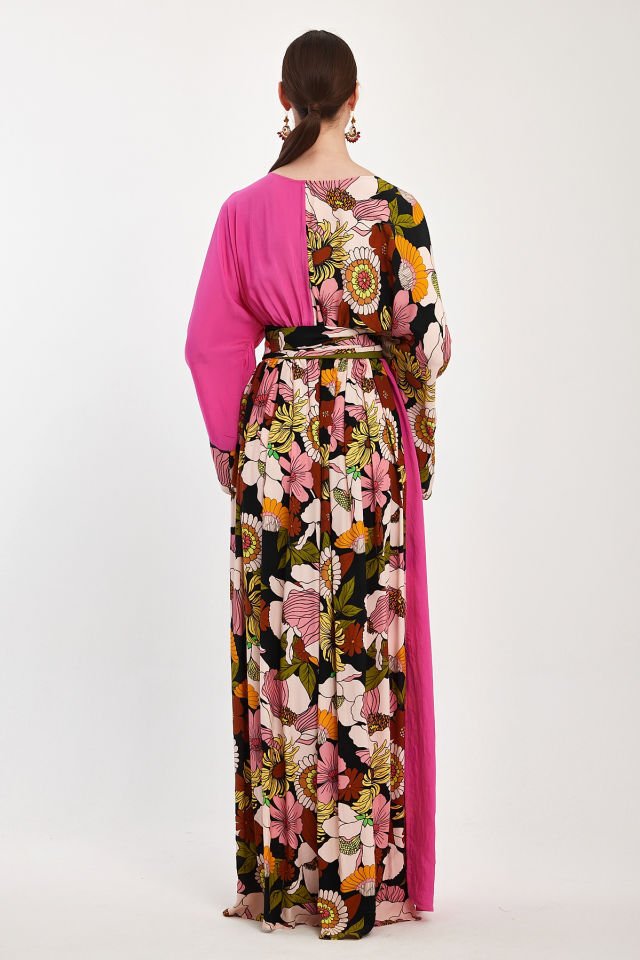 فستان منقوش مزدوج الصدر