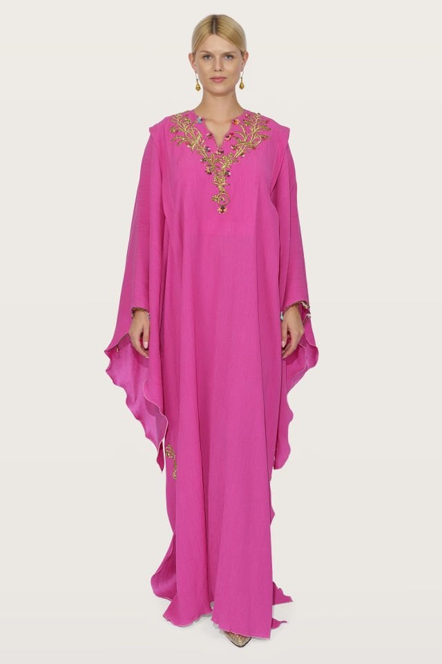 Antique Embroidered Dress on Luxury Silk Fabric