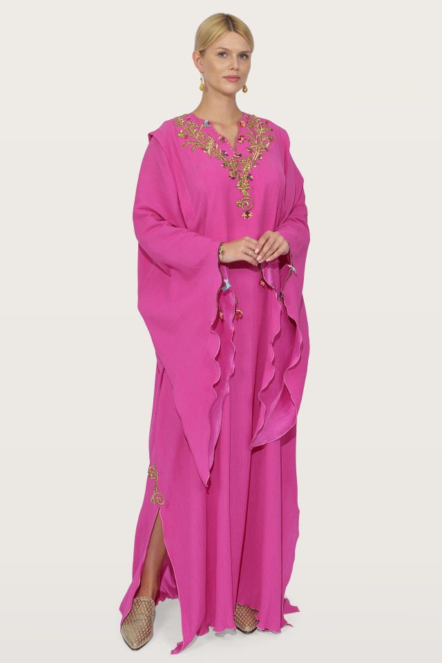 Antique Embroidered Dress on Luxury Silk Fabric