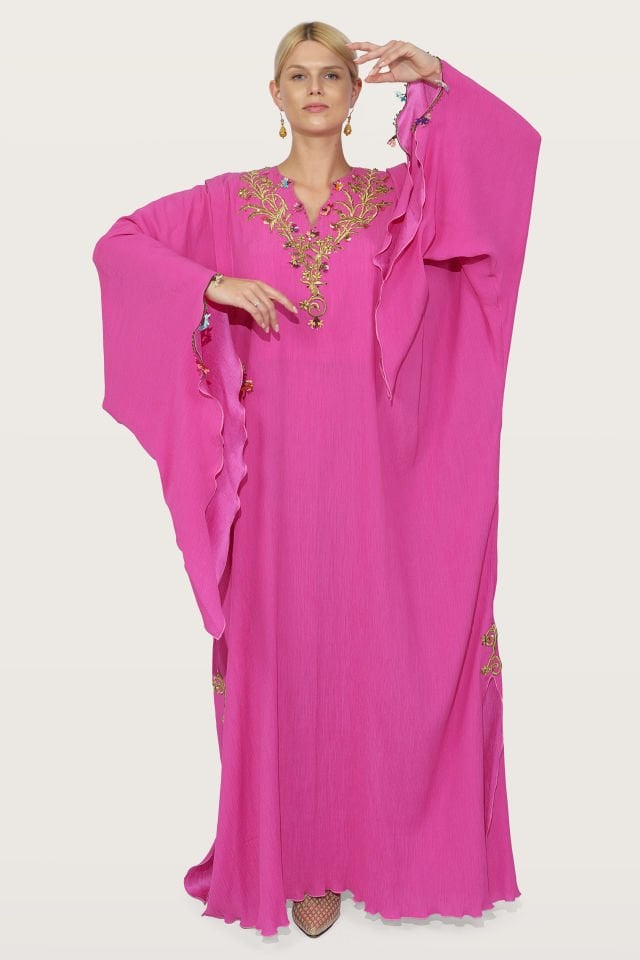 Antique Embroidered Dress on Luxury Silk Fabric