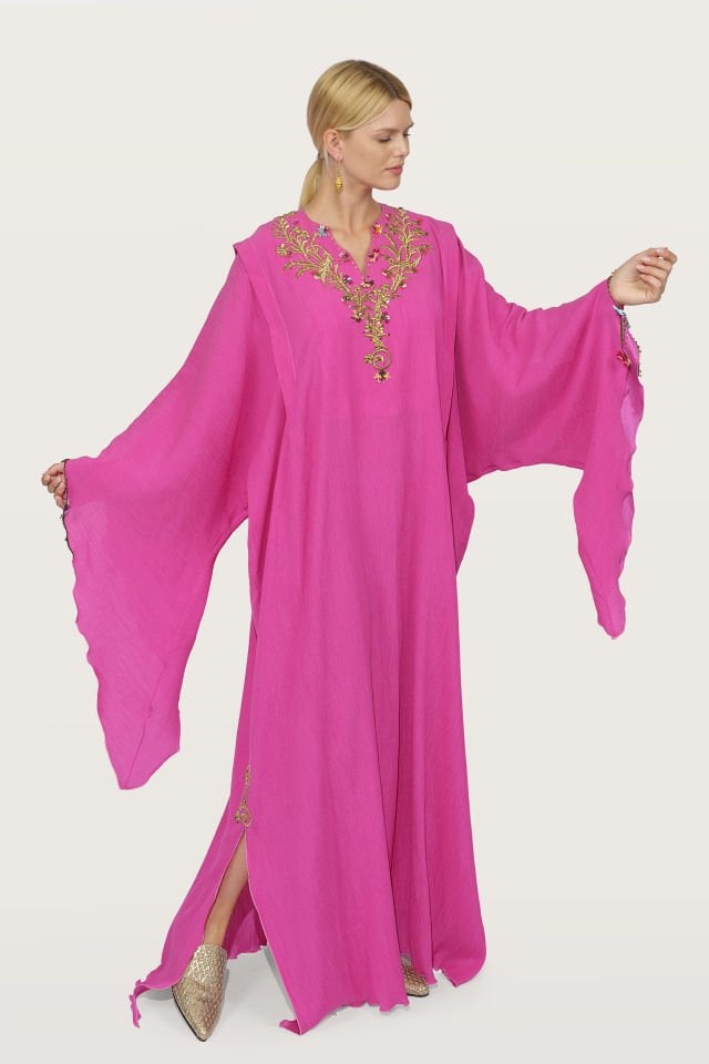 Antique Embroidered Dress on Luxury Silk Fabric