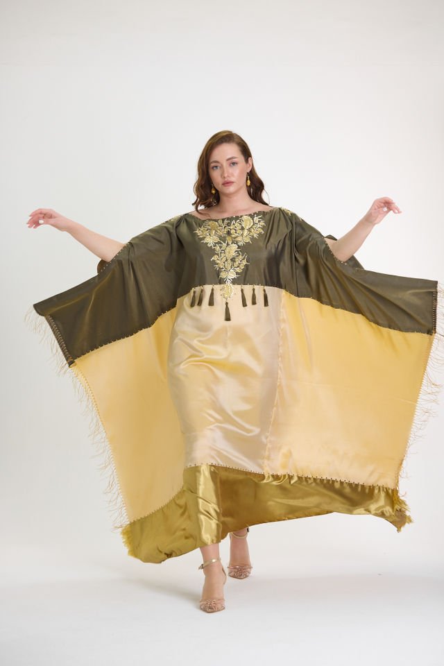 Antique Embroidered Dress on Luxury Silk Fabric