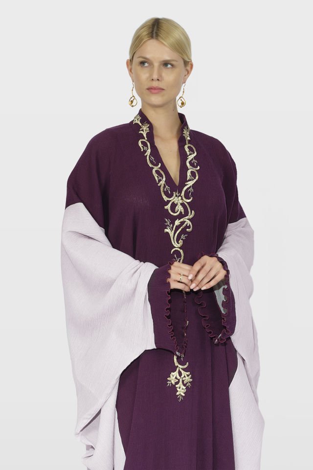 Hand Woven Raw Silk Fabric Antique Gold Embroidery Special Design Dress