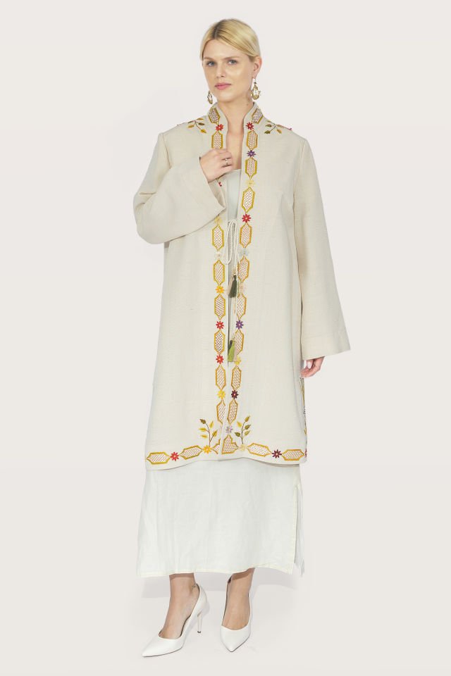 Handmade Embroidery Special Design Hand Woven Silk Cotton Fabric Jacket