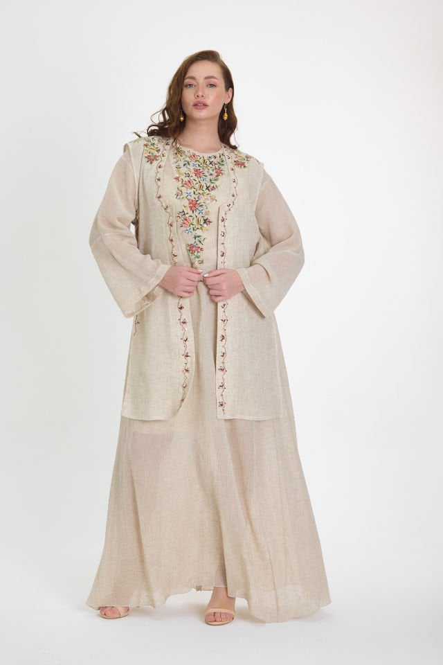 Hand - Made Embroidery on Special Design Luxury Silk Fabric Set of 2