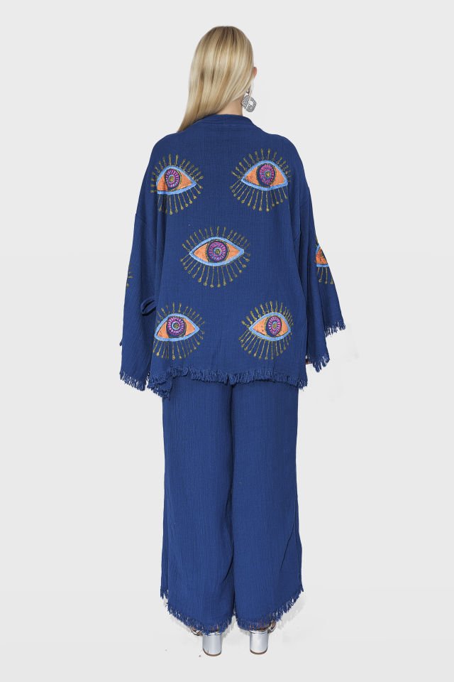 Handmade Woodblock Print Special Design Kimono 2 Piece Set