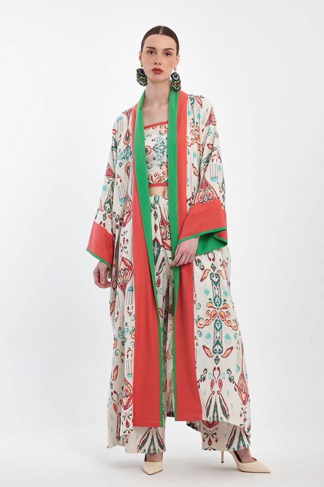 Three Piece Kimono Set - Cotton Linen Fabric