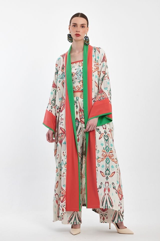 Three Piece Kimono Set - Cotton Linen Fabric