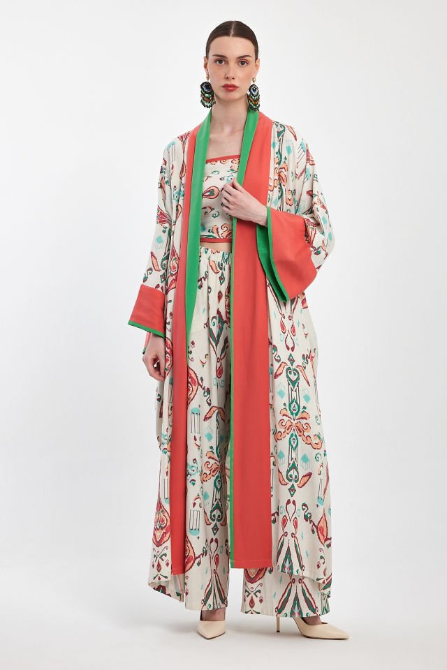 Three Piece Kimono Set - Cotton Linen Fabric