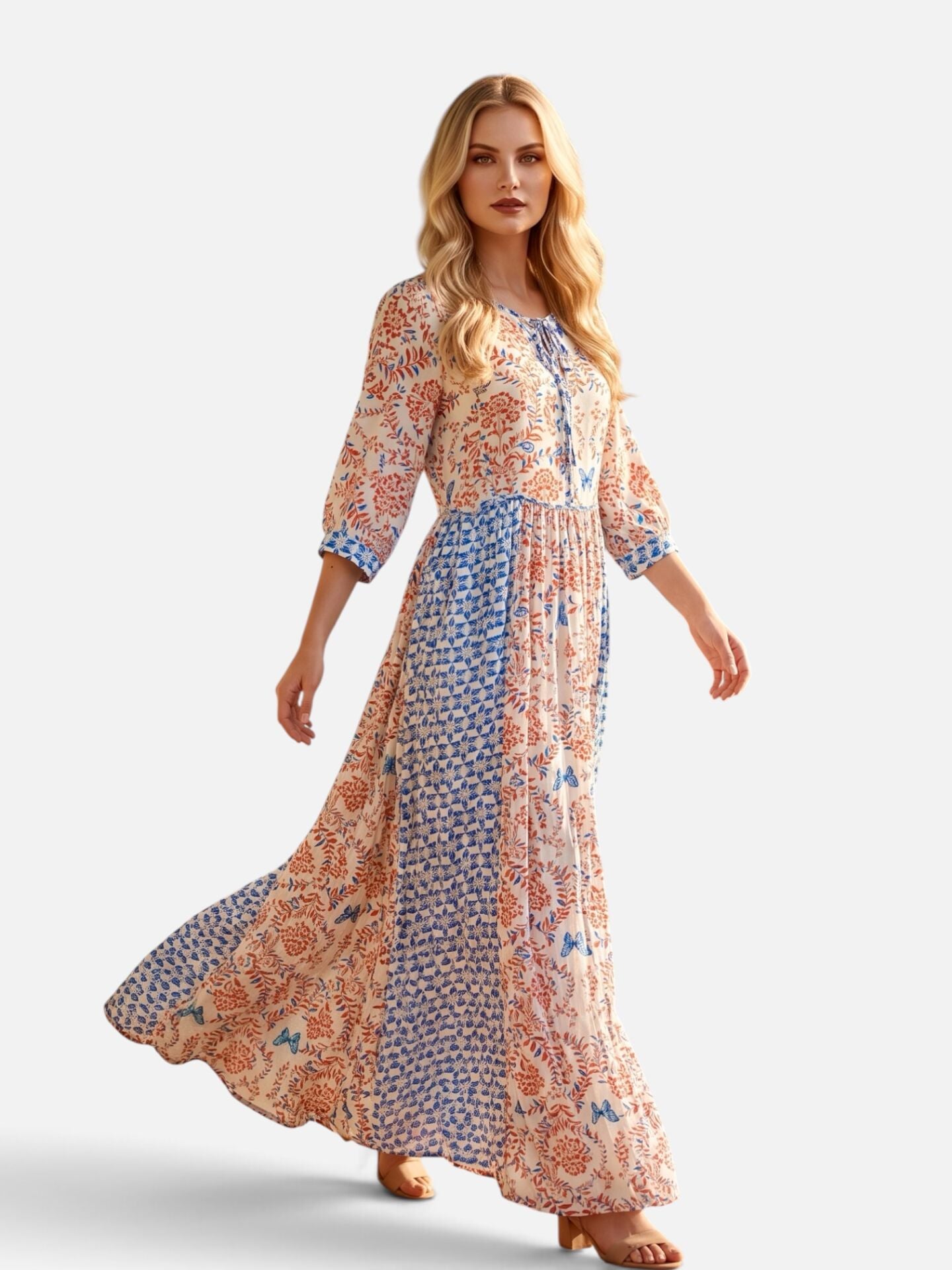 Patterned Buttoned Special Design Dress