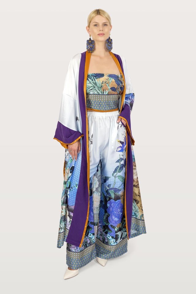 Three Piece Kimono Set - Silk Satin Fabric