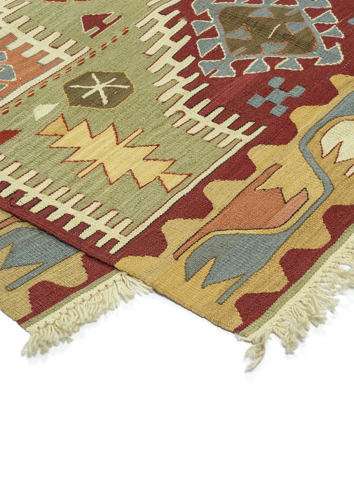 New Antique Four Prayer Patterned Anatolian Kilim Rug
