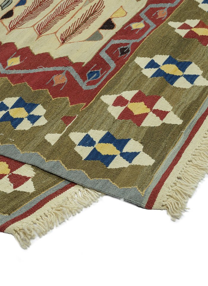 New Antique Wheat Patterned Anatolian Kilim Rug
