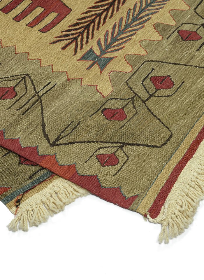 New Antique Running Water Patterned Anatolian Kilim Rug