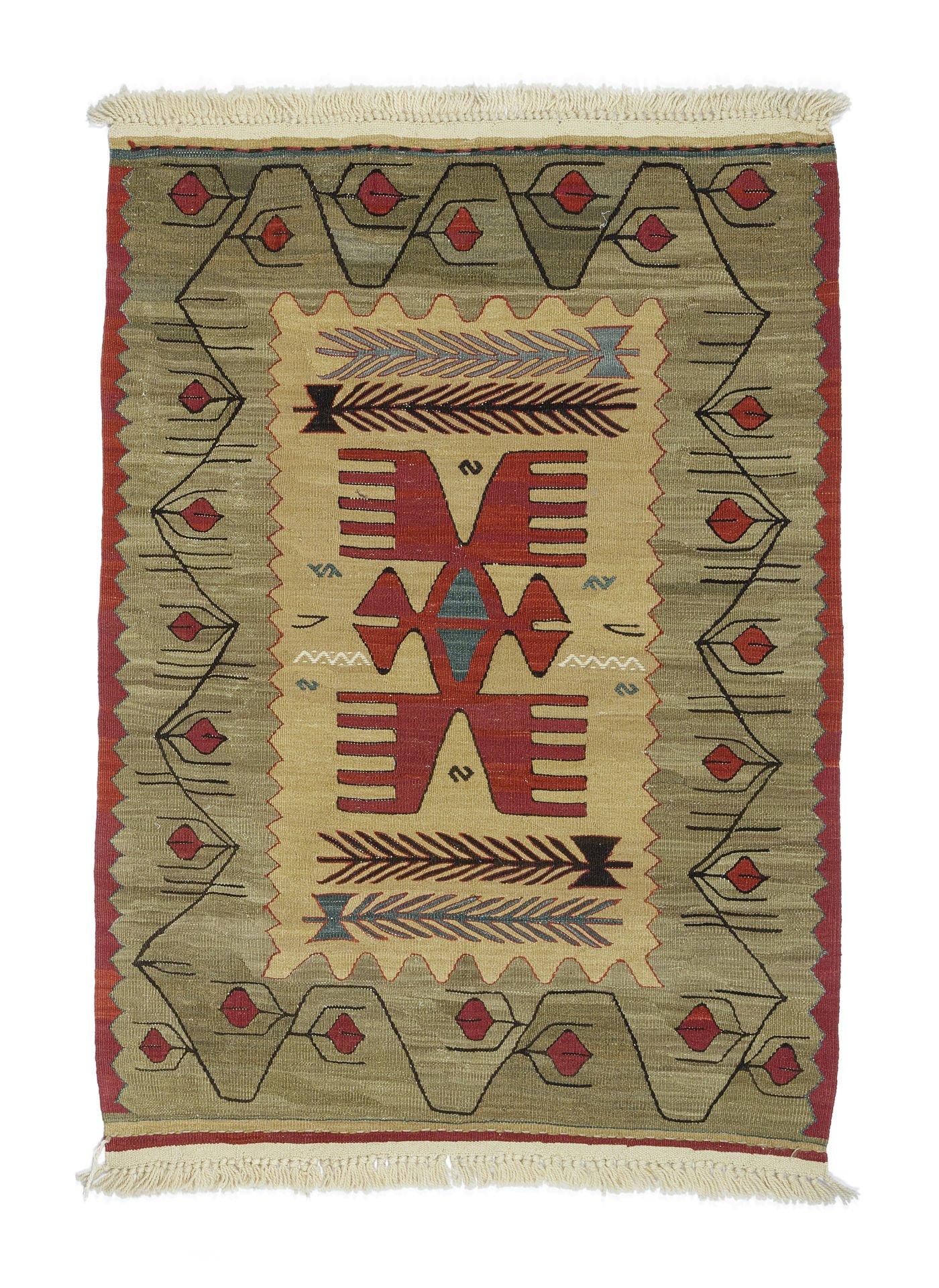 New Antique Running Water Patterned Anatolian Kilim Rug