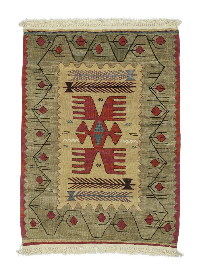New Antique Running Water Patterned Anatolian Kilim Rug