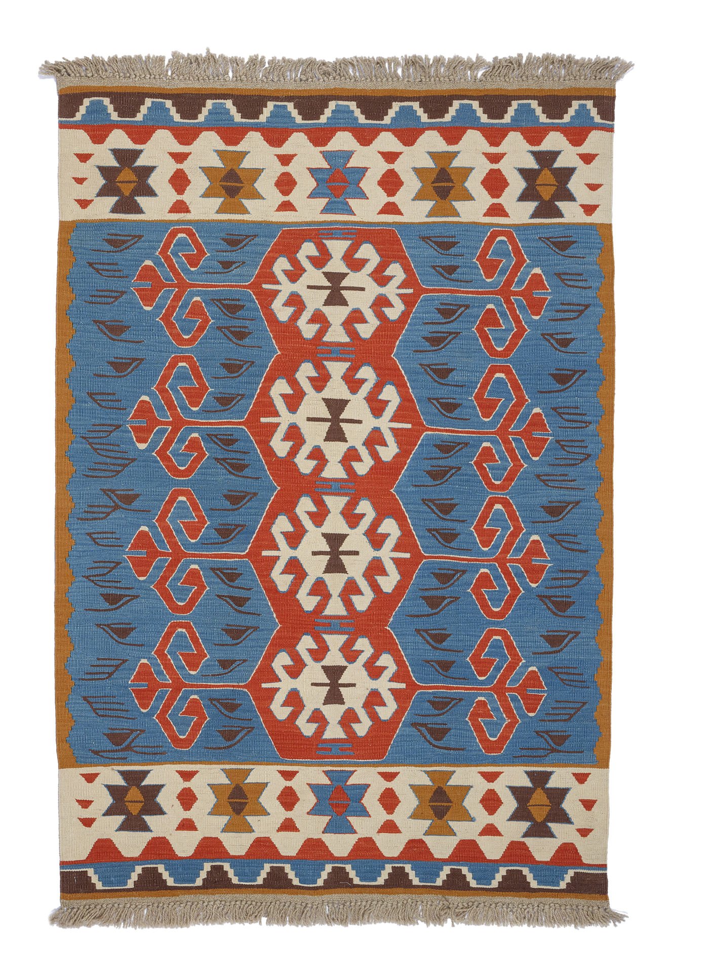 New Antique Hands On Hips Patterned Anatolian Kilim Rug