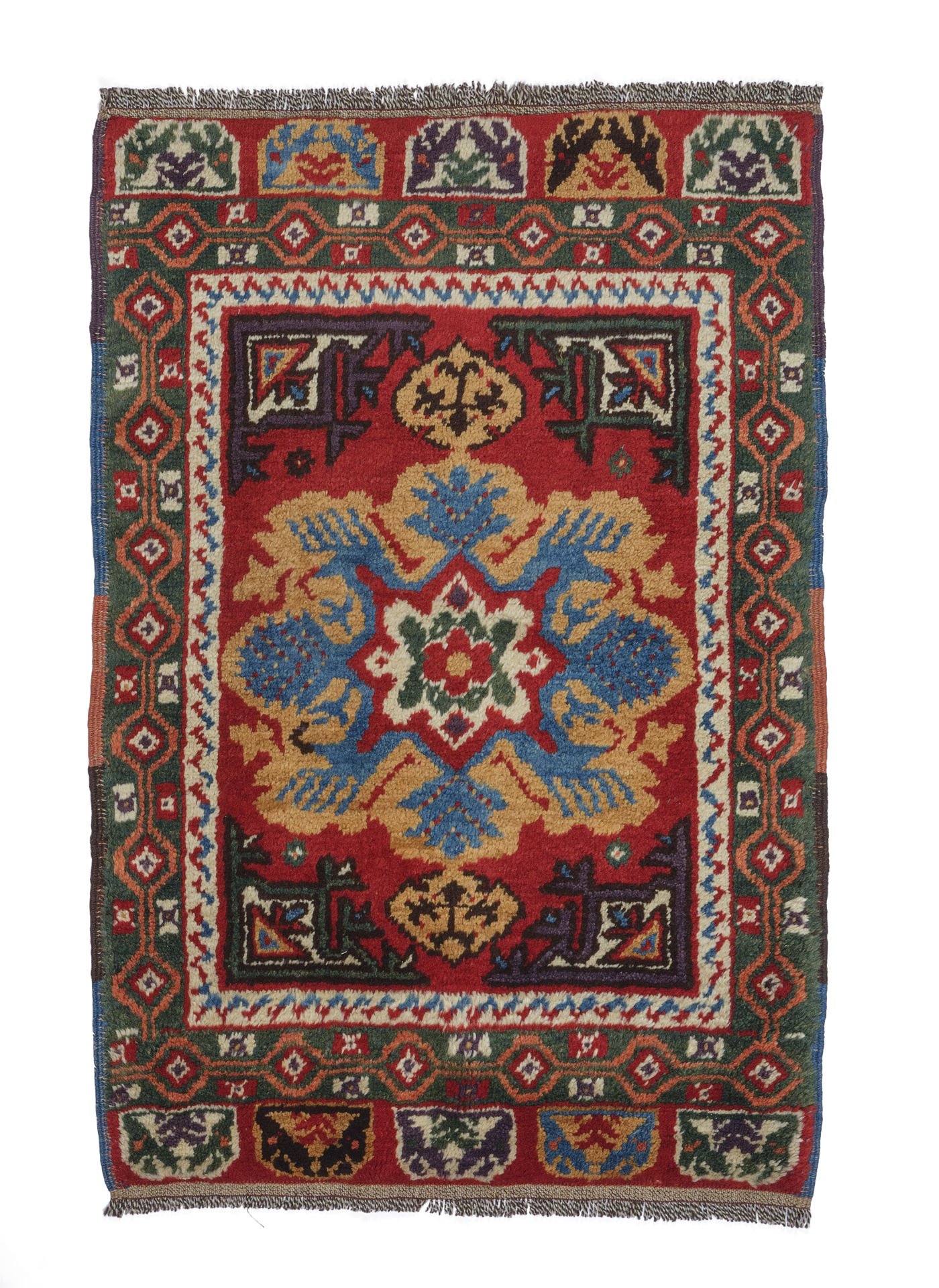 Antique Patterned Anatolia Rug Made By Old Yarn And Vegetable Dye