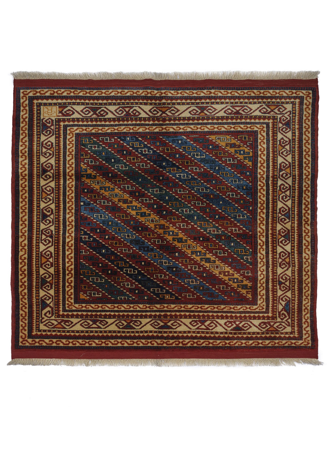 New Antique Hook Patterned Anatolian Rug