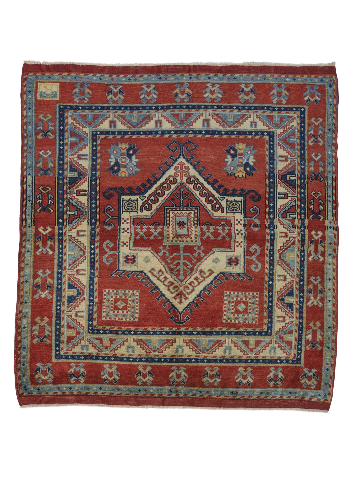 New Antique Rams Head Patterned Anatolian Rug