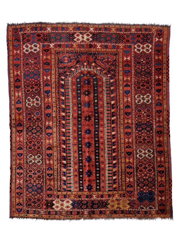 Antique Prayer Patterned Beshir Ersari Rug