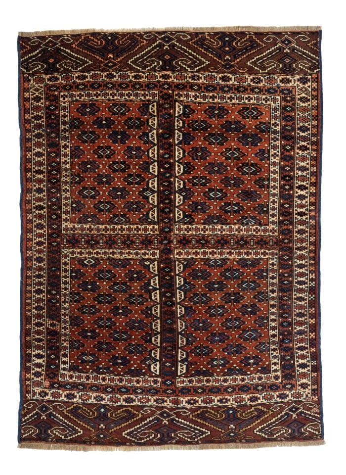 Antique Yomut Hachli Bukhara Rug