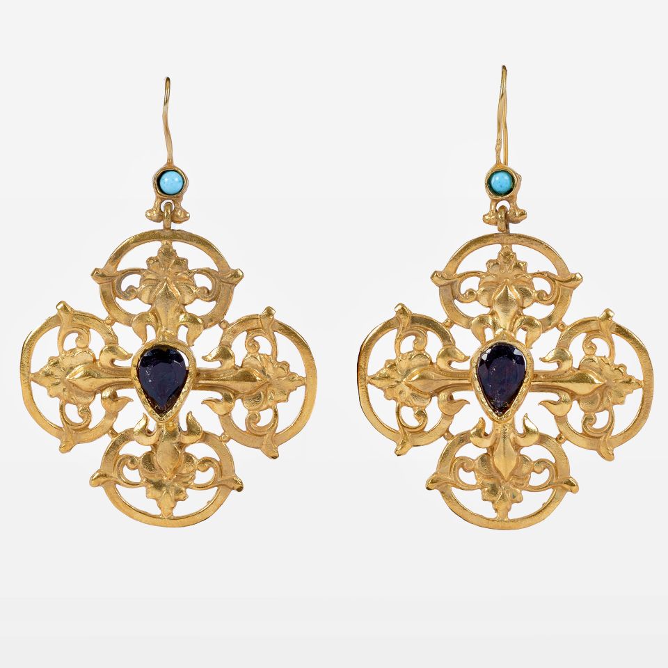 Gold Plated 4 Leaf Earrings