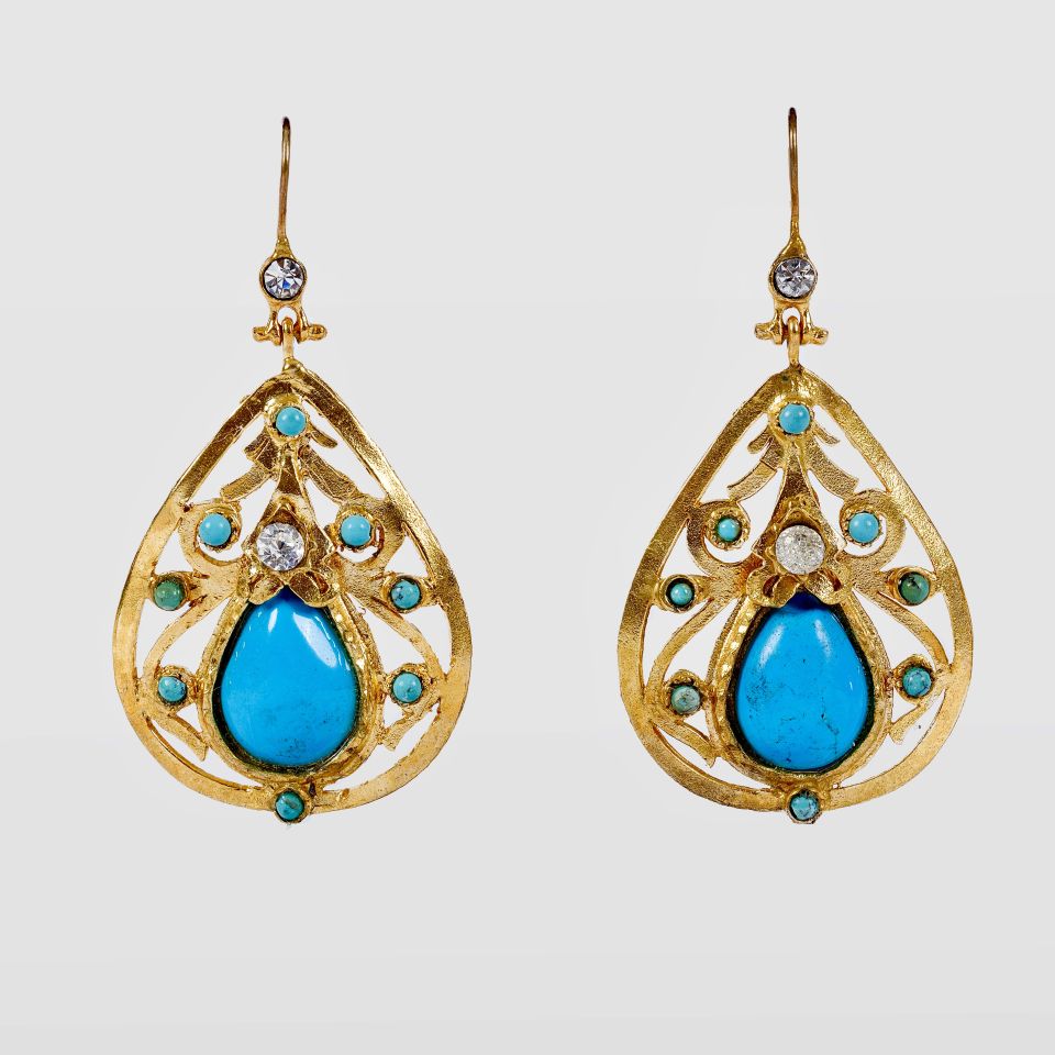 Gold Plated Turquoise Handmade Earrings
