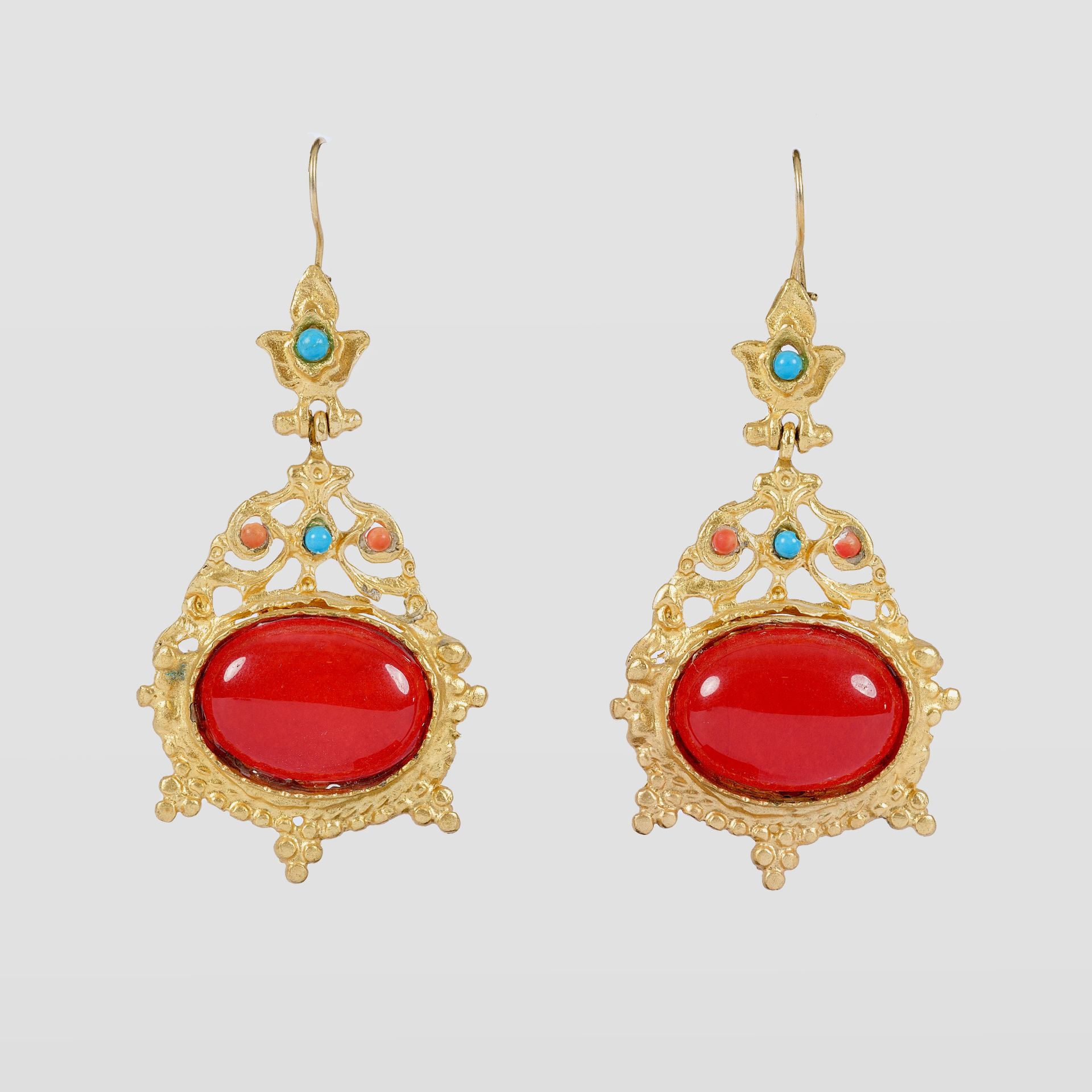 Gold Plated Red Stone Earring