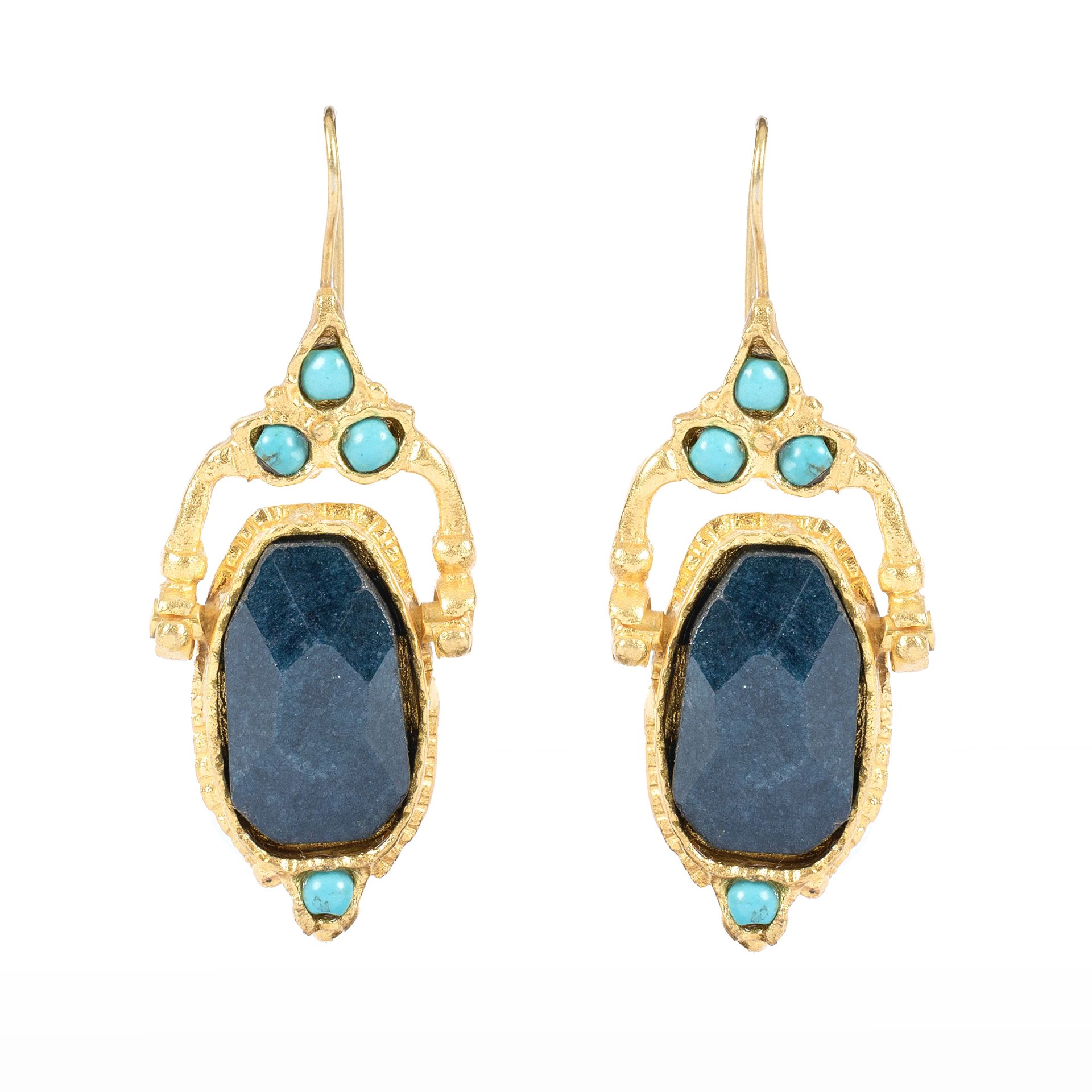 Gold Plated Black Stone Earring