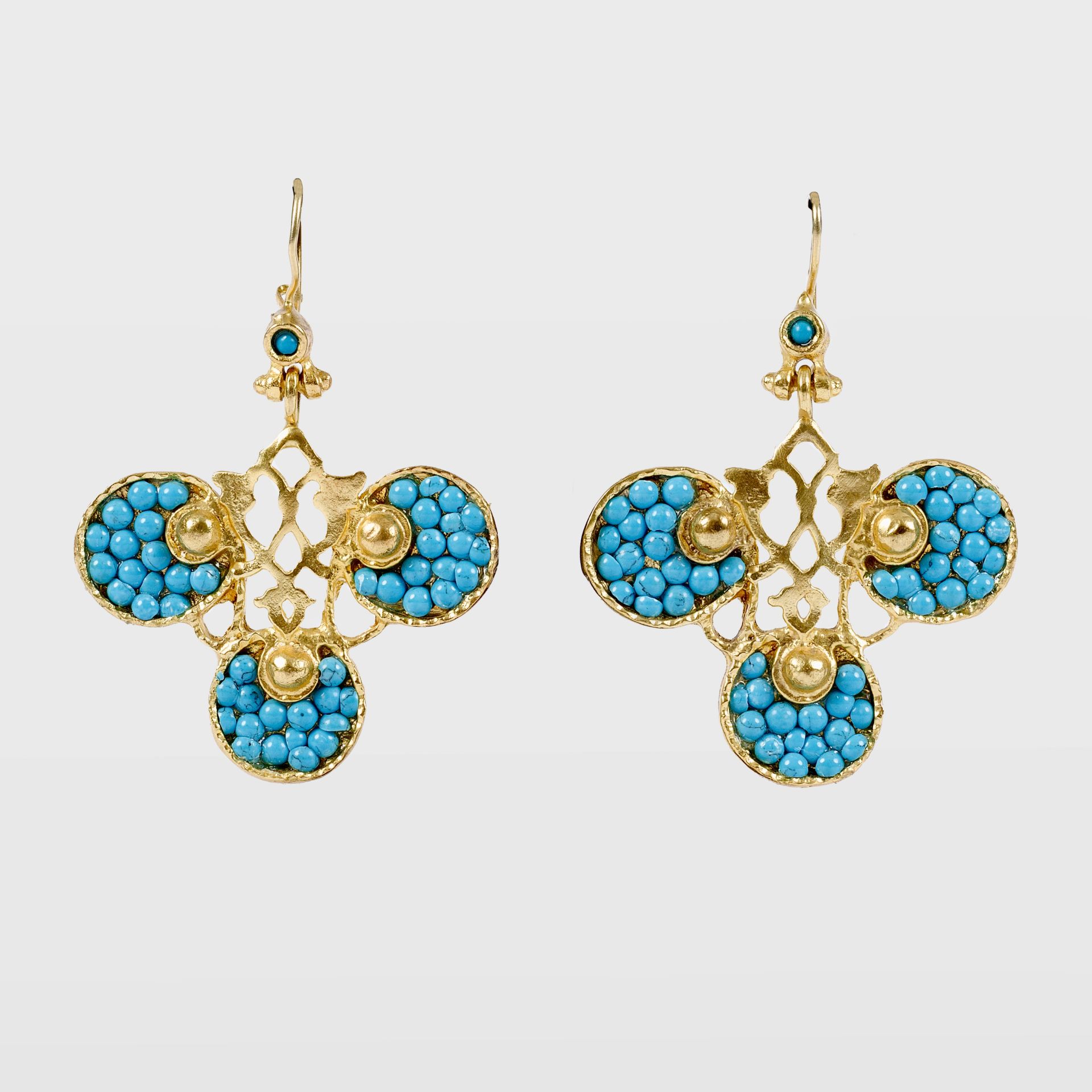 Gold Plated Turquoise Stone Earrings