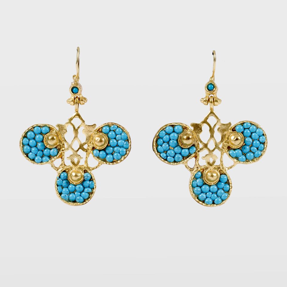 Gold Plated Turquoise Stone Earrings