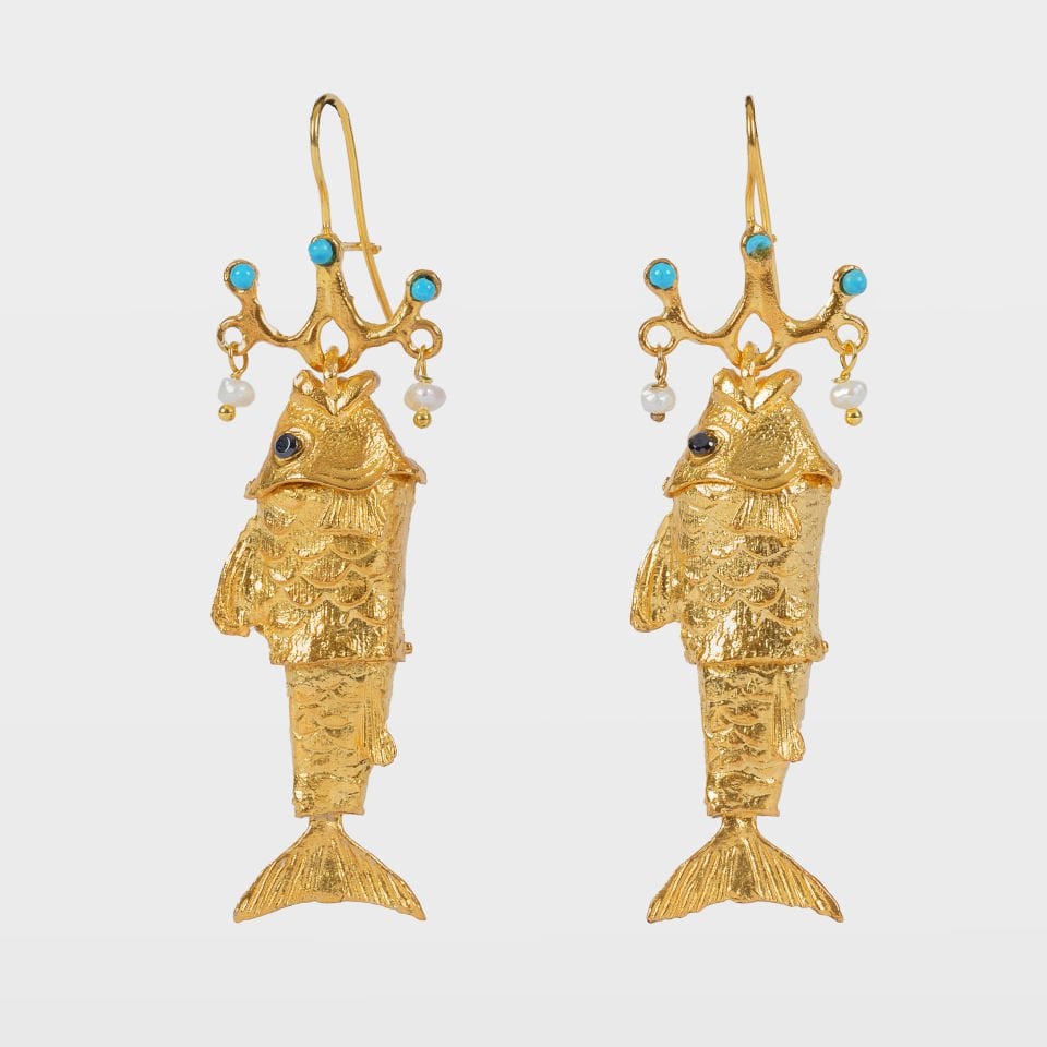 Gold Plated Fish Earrings
