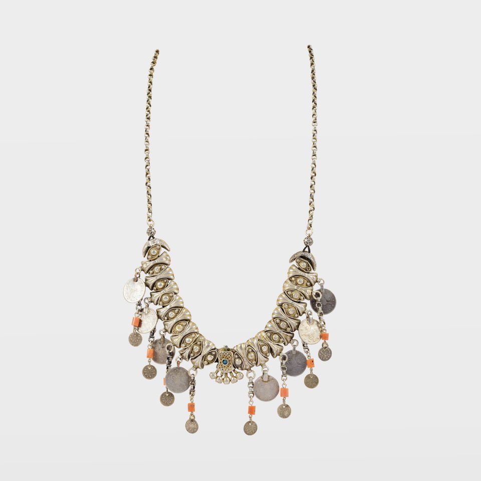 Antique Necklace with Coin and Bead Details in Ethnic Style
