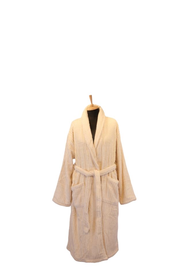 Turkish Bathrobe - Hand-Woven Cream Turkish Cotton Bathrobe